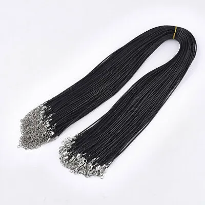 50 X Wax Cotton Cord Braid 24 Inch Necklace+Lobster Clasp Jewellery Craft ++ • £13.75