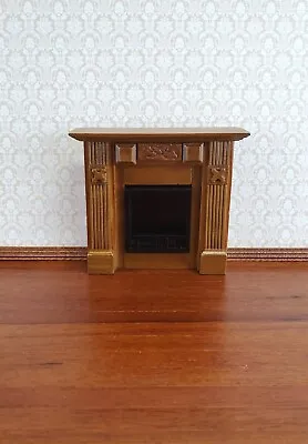Dollhouse Fireplace Wood Walnut Finish Small 1:12 Scale Miniature Furnitur • $16.50
