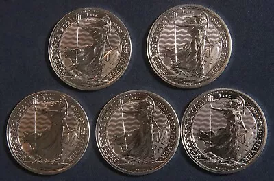 Five (5) 2021 1 Oz .999 Silver Britannia Coins (5 Oz Total)  Lot 280901 • $170.47