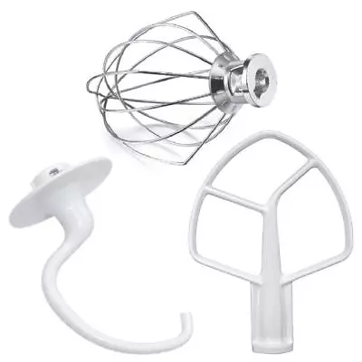 5-Qt Kitchen Mixer Aid Attachments Set Coated Beater Dough Hook & Wire Whip • $31.73