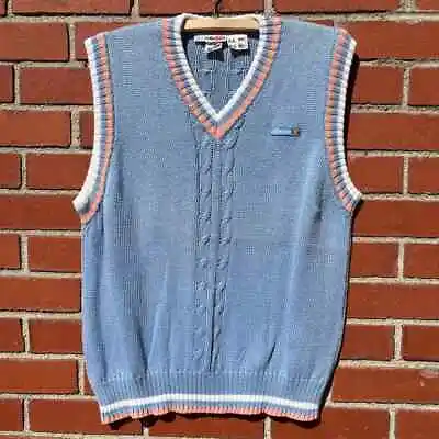 Ellesse Cable Knit Tennis Sweater Vest - Sz Med - Vtg 80s Made In USA Golf Wang • $49