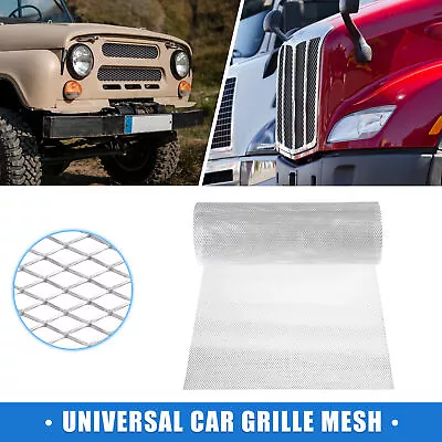 Grill Mesh 100x33cm 6x3mm Rhombic Hole Grille Mesh Sheet For Car Silver Tone • $26.54