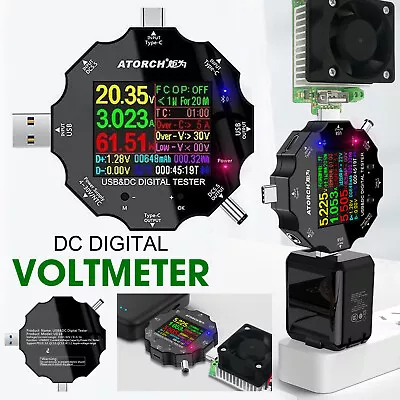 DC5.5 Digital Voltmeter USB3.0 Type-C Tester Power Bank Charger Protocol Trigger • $36.54