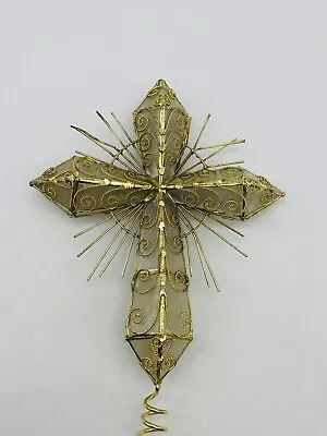 Vintage Brass & Capiz Shell Cross Tree Topper • $26.87