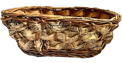 Birch Bark Basket Large Woven 15  Long Rustic Planter Oval Decorative Vintage • $24.99