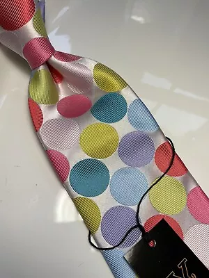 Nwt Verse 9 Multi Color Polka Dots Style Print Silk Designs Neck Tie & Hanky • $24.99