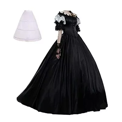  Womens Marie Antoinette Rococo Ball Gown Gothic Victorian Dress XX-Large Black • $84.96