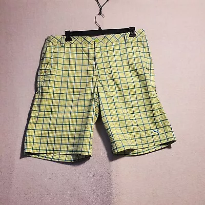 PUMA Shorts Mens 38 Performance Dry Cell Stretch Golf Wicking Loud Madras Plaid • $27.99