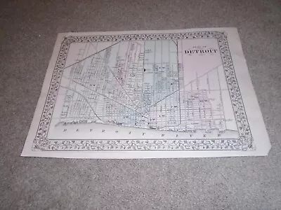 1879 Map/Plan Detroit MI Showing Streets S. Augustus Mitchell • $9.95