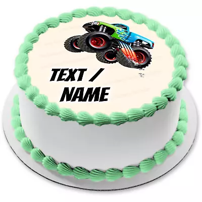 Monster Truck Cake Image Car Party Decoration Personalized Name Birthday Edible • $8.99