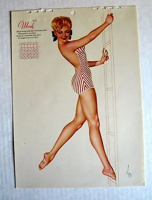 March 1946  Varga Pinup Girl Calendar Page Going Diving • $38