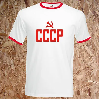 £10.95 • Buy CCCP Retro Ringer T-Shirt Hammer & Sickle Russian Workers Football S-XXL