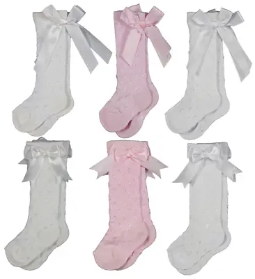 £2.99 • Buy Baby Girl BOW Socks Knee Wedding Christening Bridesmaid Party