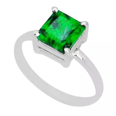 Hand Carved 2.48cts Faceted Natural Green Maw Sit Sit Silver Ring Size 7 Y2146 • $16.79
