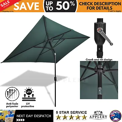 $94.69 • Buy Outdoor Umbrella Garden Patio Tilt Crank Shade Deck Rectangular Parasol 2x3m
