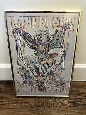 Vintage 1982 Mardi Gras New Orleans Framed Poster • $40