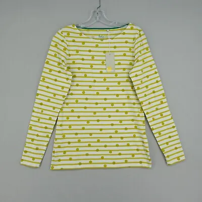 NWT Boden Shirt Womens US 6 Yellow Stripe Dots Long Sleeve Cotton • $24.99