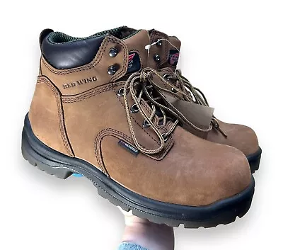 NWT Redwing King Toe MEN'S 6-INCH WATERPROOF SAFETY TOE BOOT Brown Size 9 • $120