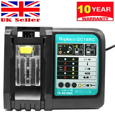 Battery Charger For Makita DC18RC 7.2V-18V BL1415 BL1830 BL1840 BL1850 BL1860 • £18.89