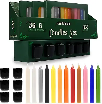 Spell Taper Candles Set For Witchcraft - 36 Colored Mini Ritual Chime Candle Sti • $36.24