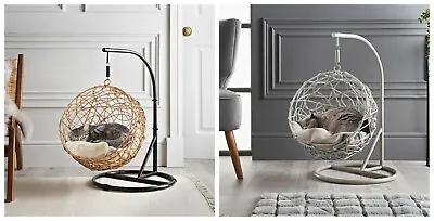 New Comfortable Pets Hanging Egg Chair Grey & Natural Perfect Place To Relax N21 • £111.99