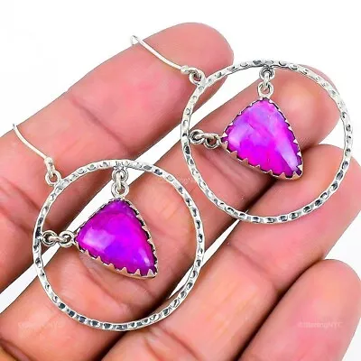 Natural Pink Moonstone Gemstone Drop/Dangle Earrings 925 Sterling Silver Jewelry • $18.99