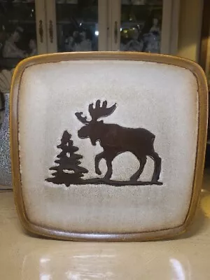 Woodland Collection Moose Tree Plate Platter Charger 11  Stoneware Rustic EUC • $9