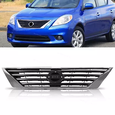 Fits 2012-2014 Nissan Versa Sedan SV SL Front Bumper Chrome&Black Grille Grill • $39.98