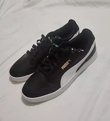 $39.95 • Buy Puma Shuffle Black & White Shoes With Gold Detail - Size 9 Brand New In Box