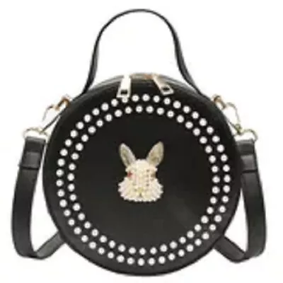 Medium Pu Leather Solid Color Streetwear Rounde Zipper Rabbit Shoulder Bag • $32.95