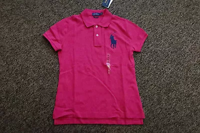 New Polo Ralph Lauren Women's SKINNY FIT Big Pony Polo Shirt - PINK - Small • $19.95