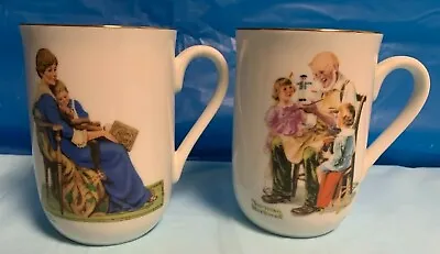 Norman Rockwell Museum 1982 Coffee Mugs Cups - Toy Maker & Bedtime • $14.29