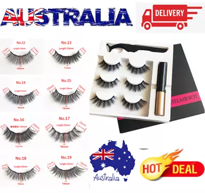 $7.99 • Buy Magnetic Eyeliner And Magnetic Eyelashes Kit False Lashes 3 Pairs With Tweezer