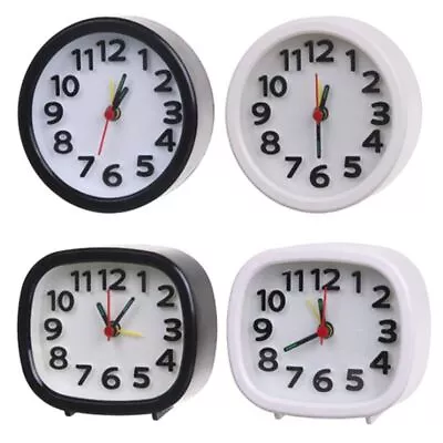 Square Round Small Alarm Clock Snooze Silent Sweeping Wake Up Table Clock • £7.03