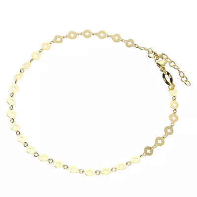 9CT YELLOW GOLD ON SILVER 9 - 10 Inch SOLID ANKLET / ANKLE BRACELET • £17.95