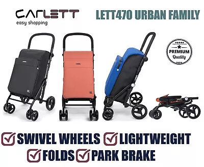 Carlett Lett470 Urban Family Folding 6 Wheel Swivel Shopping Trolley With Brake • £259.97