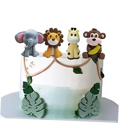 Jungle Safari Animal Cake Topper With Lion Giraffe Monkey Elephant For Baby  • $23.55
