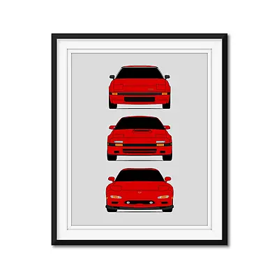 Mazda RX-7 Generations Poster Print History Mazda RX7 (fb FC FD) • $48.99