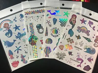 $2.69 • Buy Temporary Tattoo Kids Girls Holographic Mermaid Glittering Unicorn Party Favours