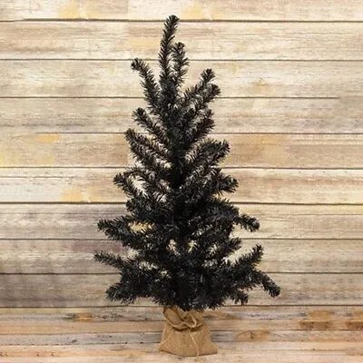 New Primitive Vintage BLACK CHRISTMAS PINE TREE Burlap Base 3 Ft • $35.90