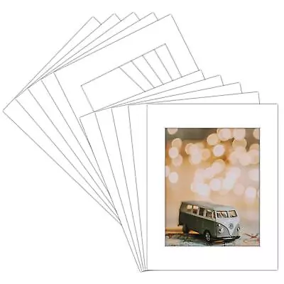 Pack Of 10 16x20 WHITE Picture Mats White Core Bevel Cut For 11x14 Picture • $27.99