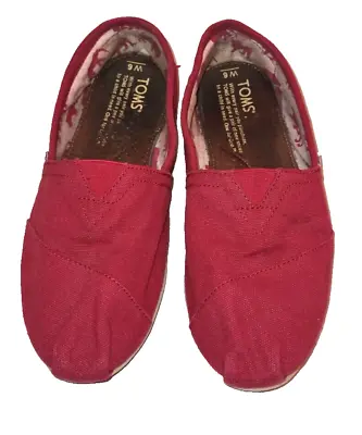 Toms Shoes Women's Size W6 Red Flats Slip On Loafers Comfort Walking  • $8