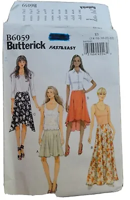 Butterick 6059 Skirt Flared Knee Maxi Sizes 14-22 Uncut Pattern Gored Bandless  • $5