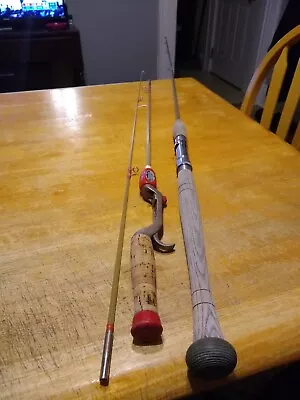 2 Vintage Fiberglass Fishing Rods South Bend Master Grip 6'/Phantom Musky 6'2  • $29.99