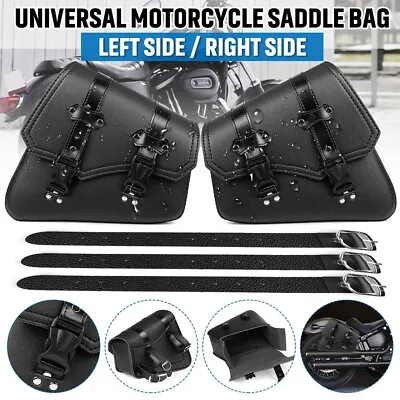 2xPU Leather Motorcycle Side Saddle Bags Saddlebags Waterproof Luggage Tool Bags • $47.50