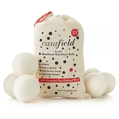 6 Wool Dryer Balls XL Organic New Zealand Wool Natural Laundry Fabric Softener • $13.99