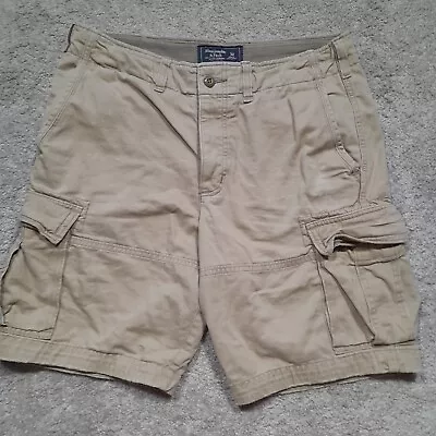 Abercrombie & Fitch Multi Pocket Cargo Shorts Beige Size 30 Summer Utility • £20