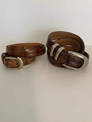 Lot Of 2 Belts Size 36 Crocodile Cale Alligator Martin Dingman FLAW • $29.99