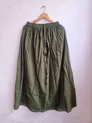 Indian Cotton Olive Green Solid Long Skirt Women's Clothing Party Wear Skirts AU • $33.34