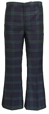 £29.99 • Buy Mens 60s 70s Retro Checked Blackwatch Tartan Bell Bottom Trousers